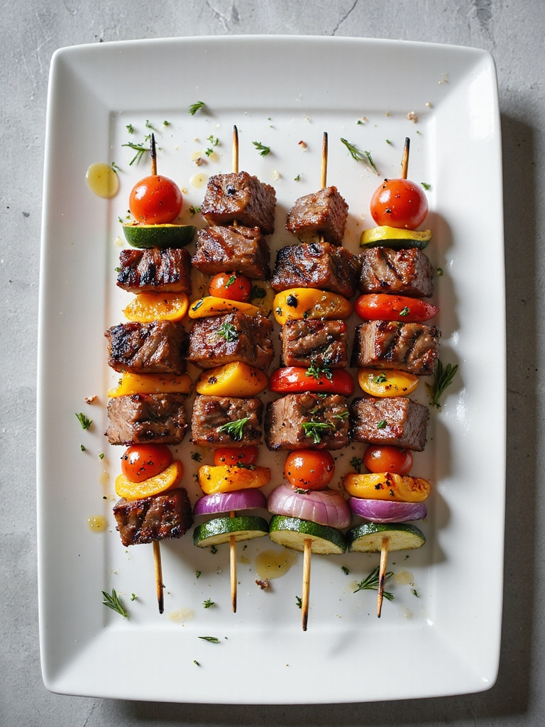 grilled beef veggie skewers