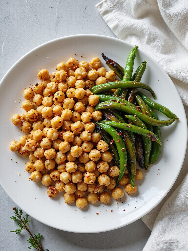 grilled chickpeas and green beans