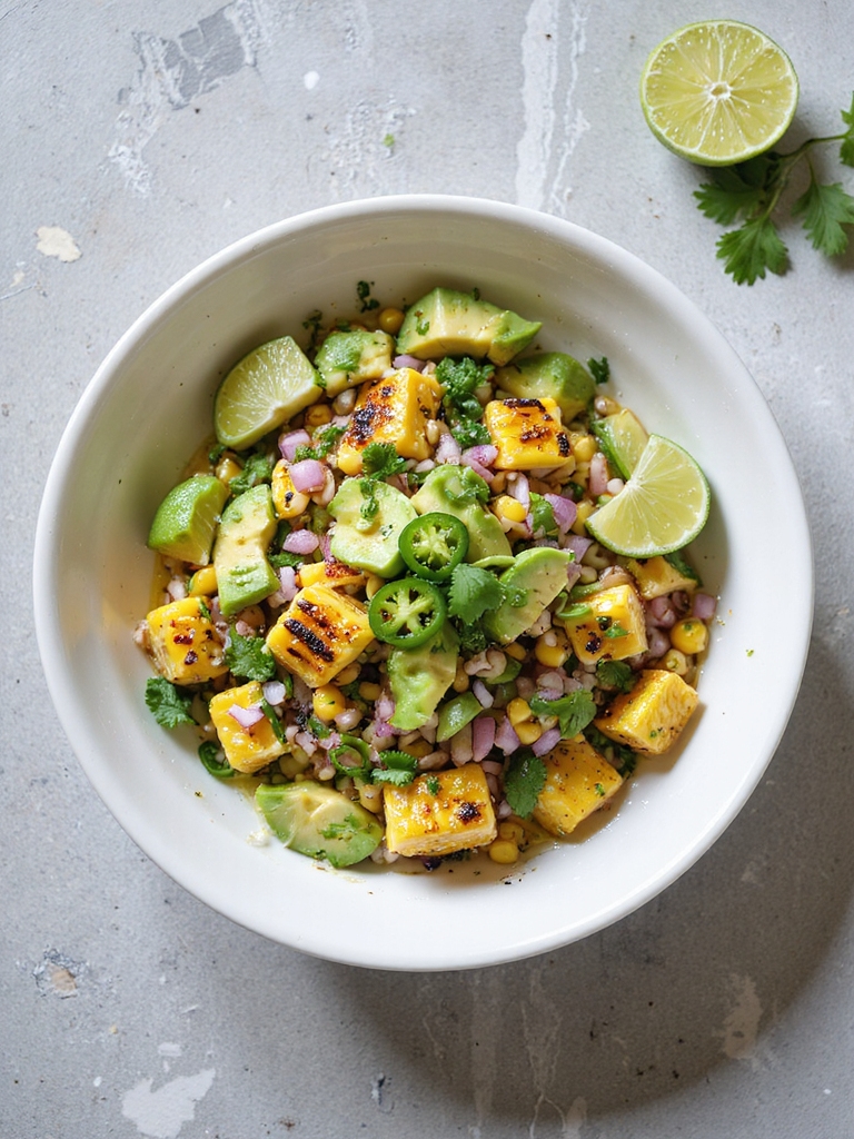 grilled corn and avocado salad