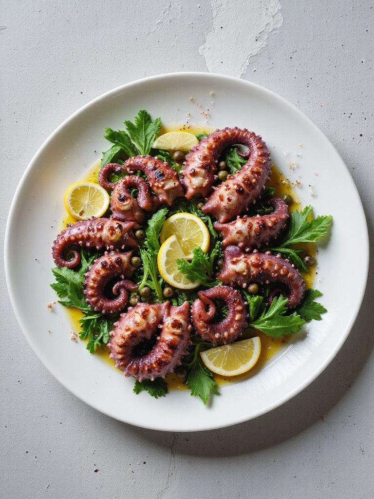 grilled octopus with arugula