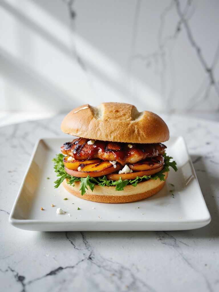 grilled peach bbq chicken sandwich