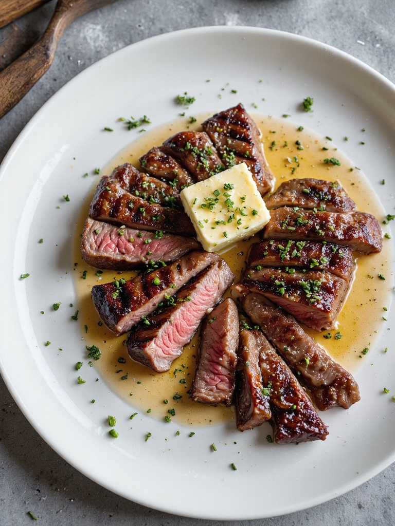 grilled ribeye with herb butter