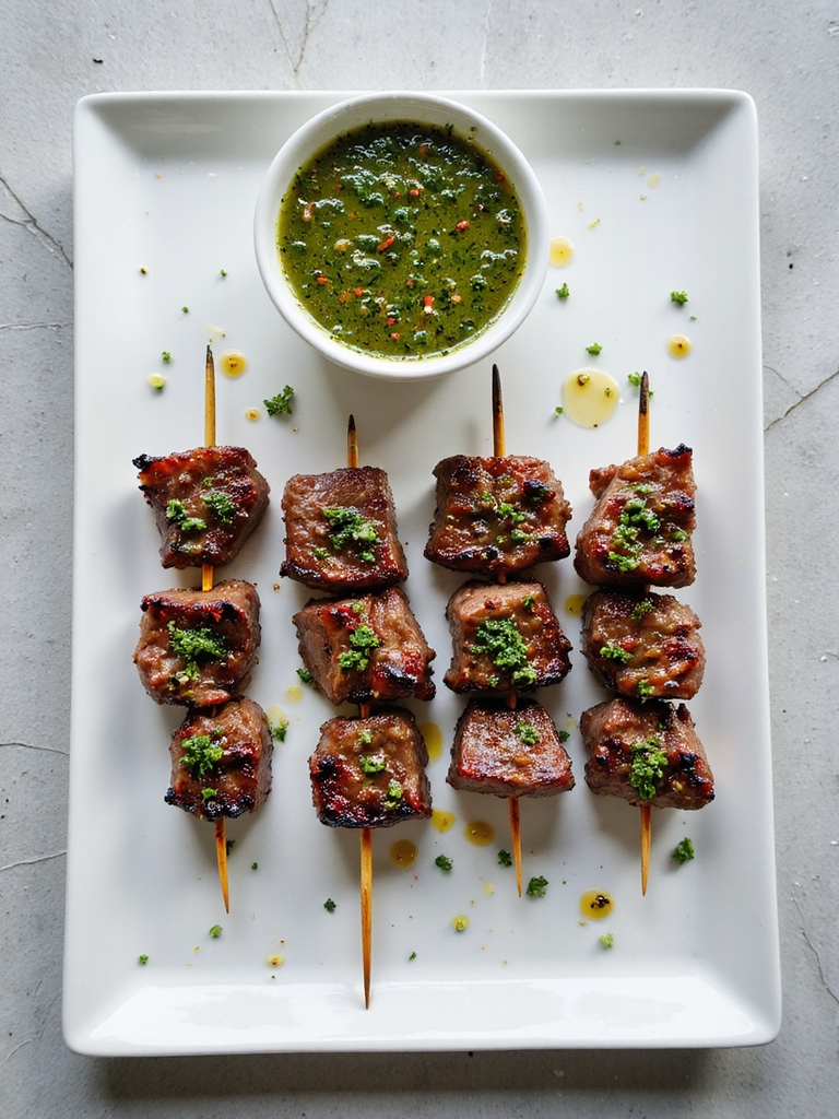 grilled skewers with chimichurri