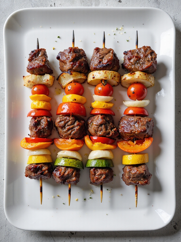 grilled steak vegetable skewers