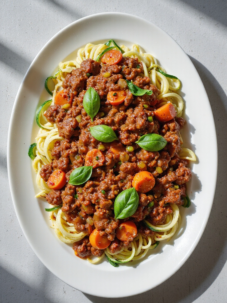healthy bolognese with zucchini noodles