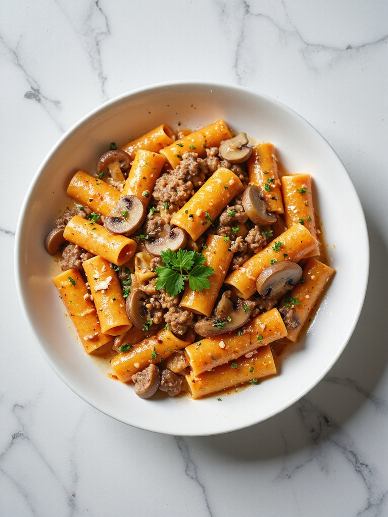 hearty beef mushroom pasta