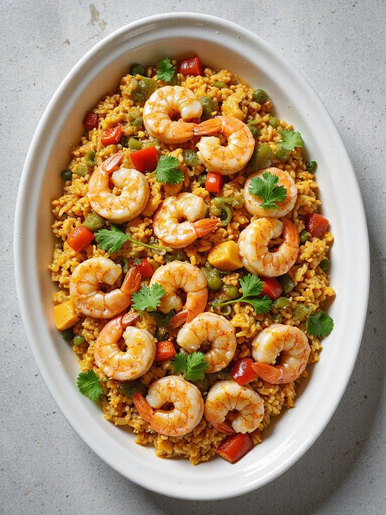 hearty shrimp and rice bake