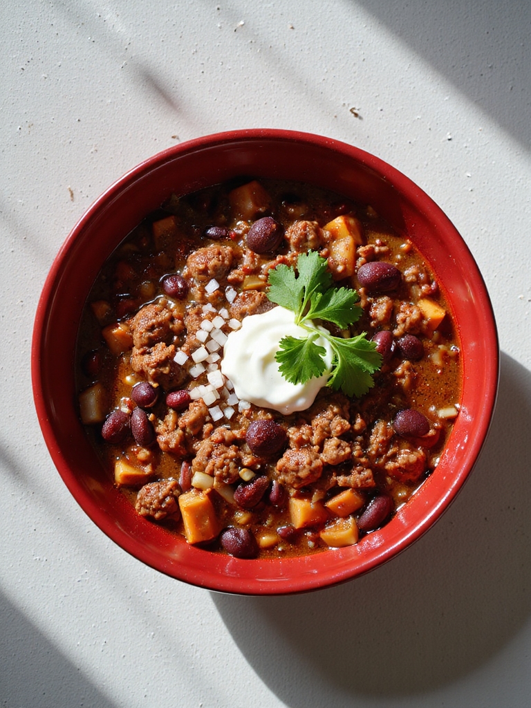 hearty simmered beef chili