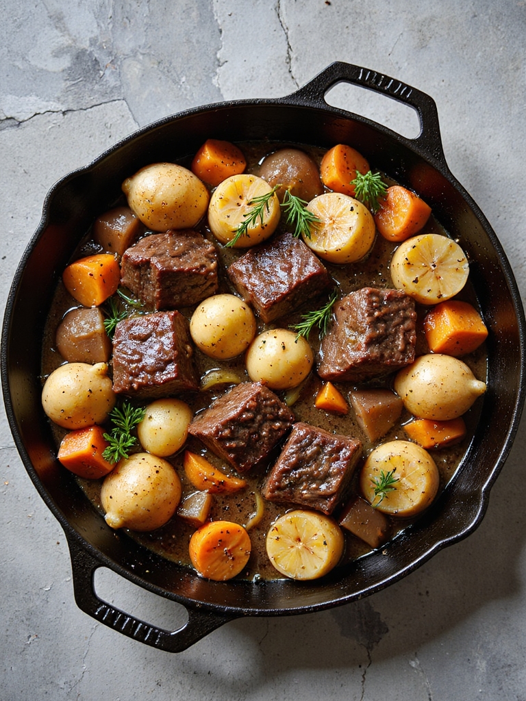 hearty slow cooked beef tips