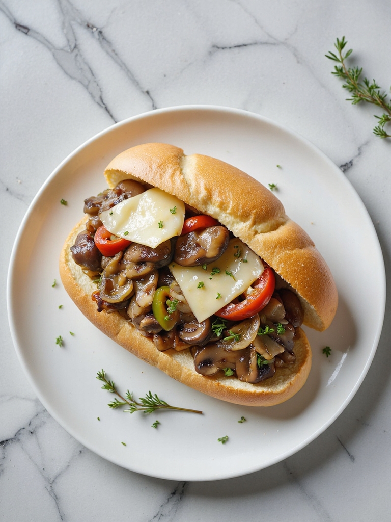 hearty vegetarian cheesesteak delight