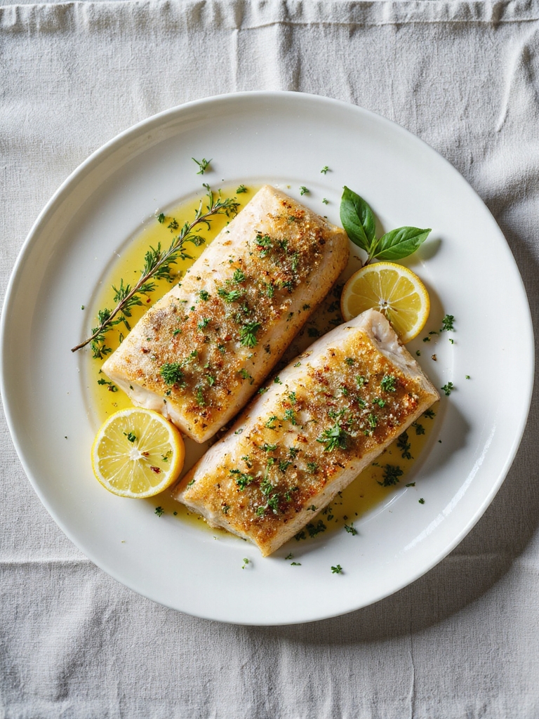 herb crusted baked white fish