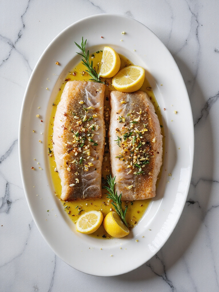 herb infused air fried sea bass