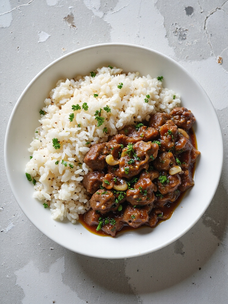 herb infused cozy beef rice