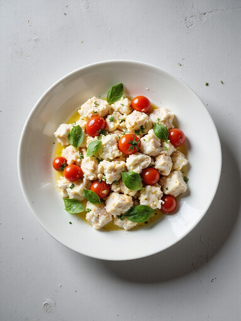 herb infused crab and tomatoes