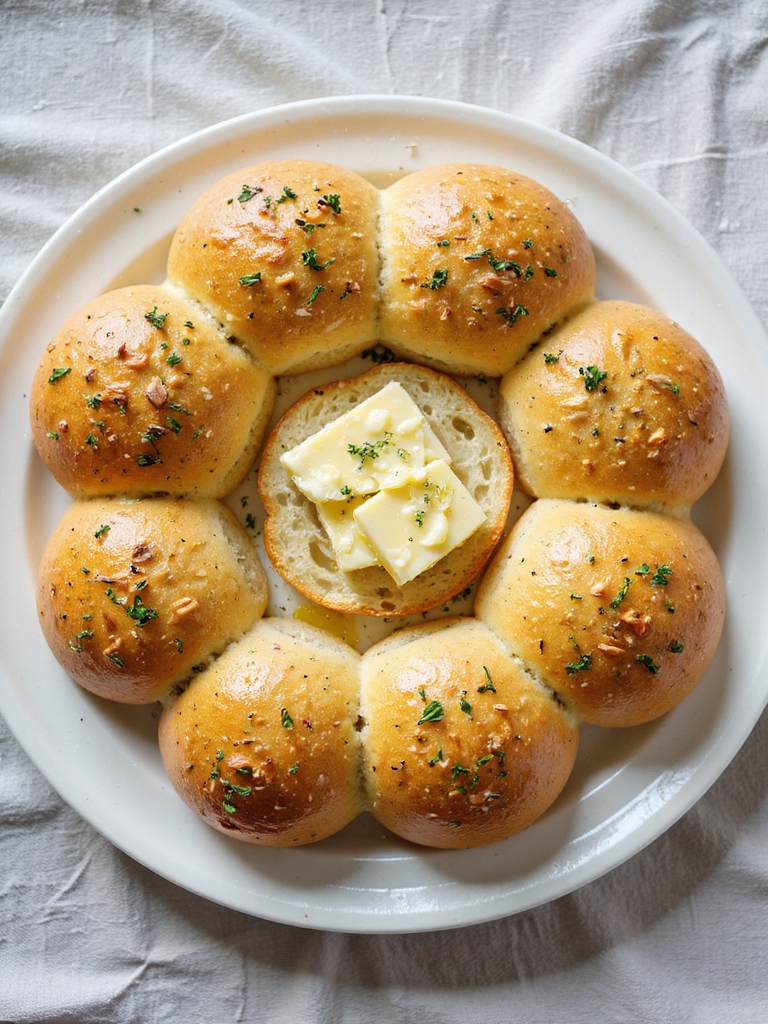 herb infused garlic bread rolls