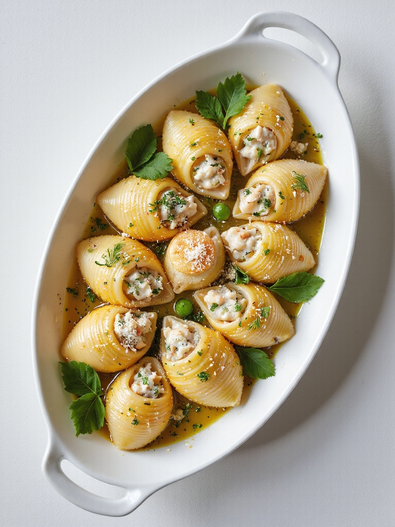 herb infused seafood pasta dish