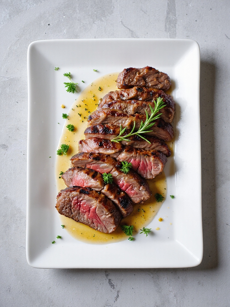 herb marinated grilled flank steak