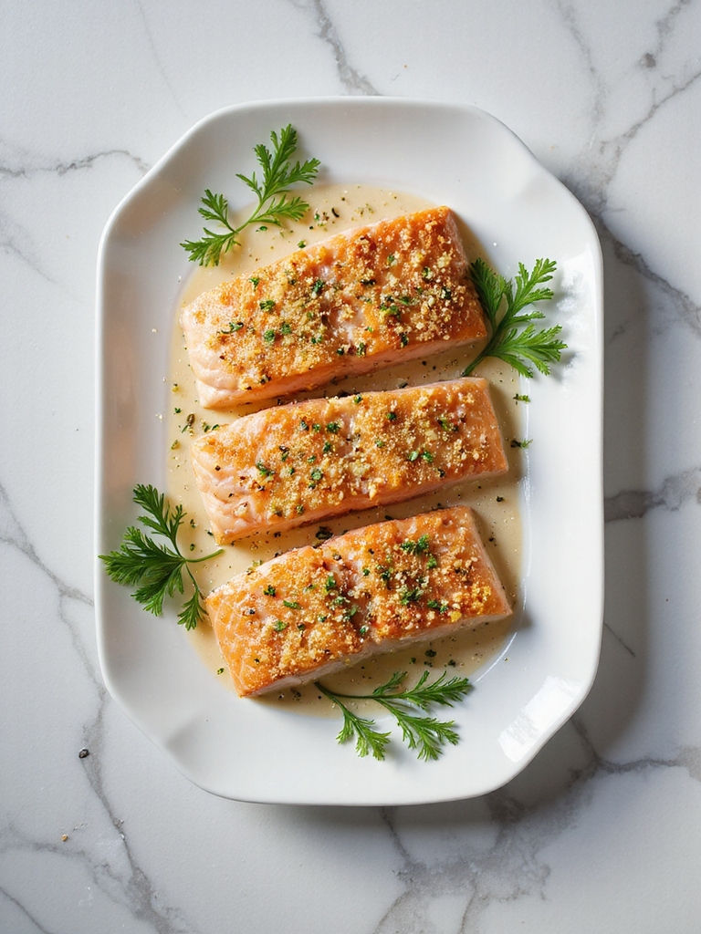 herbed butter panko salmon