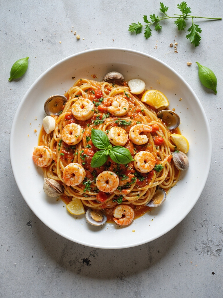 herbs elevate seafood pasta