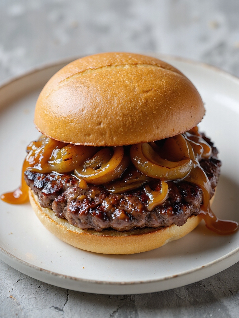 juicy burgers caramelized onions