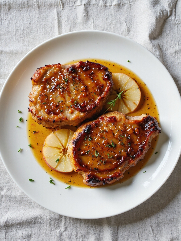 juicy pork chops glazed beautifully