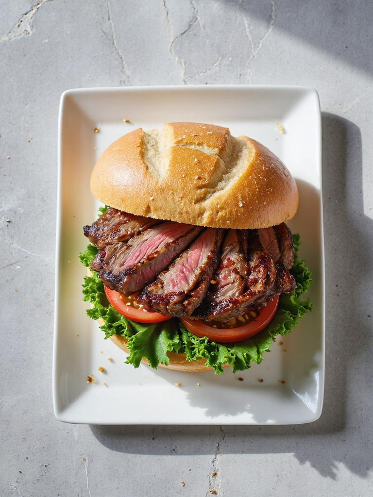 juicy ribeye steak sandwich