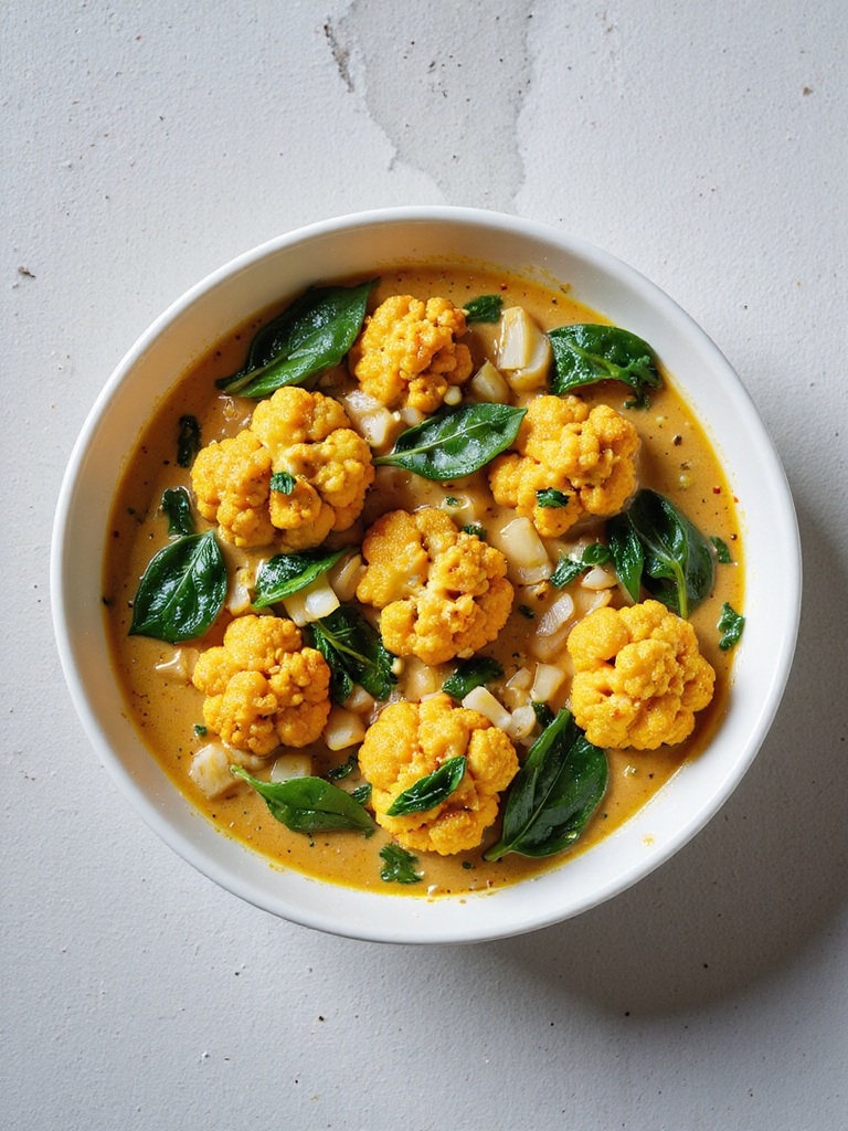 keto cauliflower spinach curry