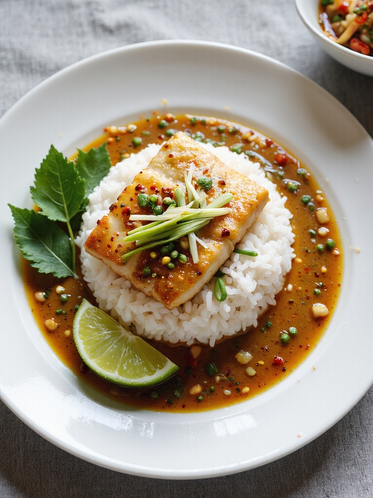 lemongrass fish with sticky rice