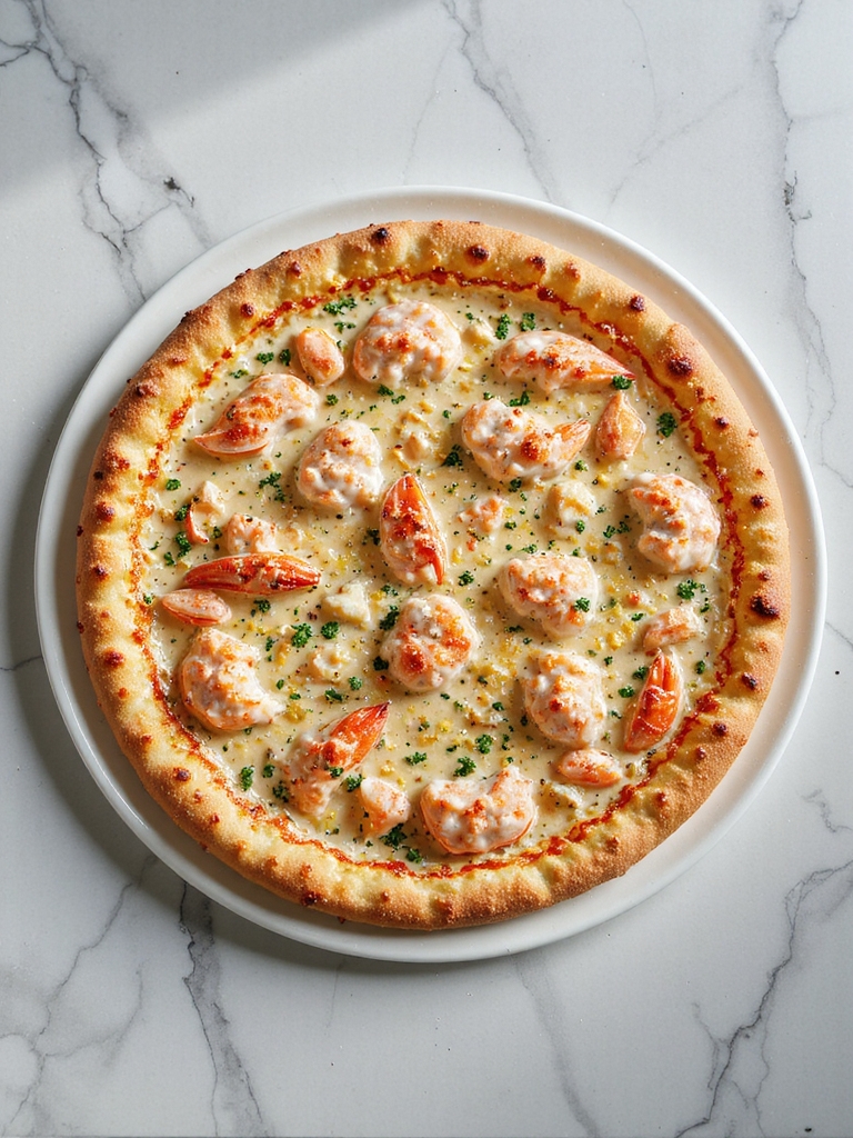 lobster pizza with creamy sauce
