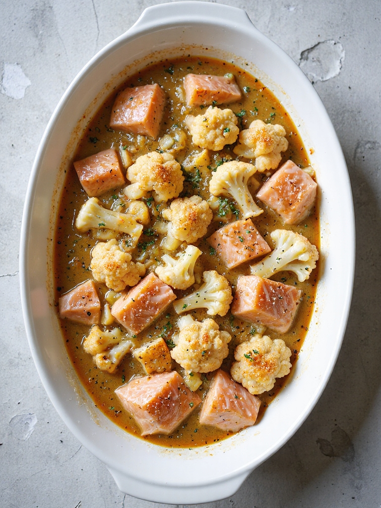 low carb salmon cauliflower casserole