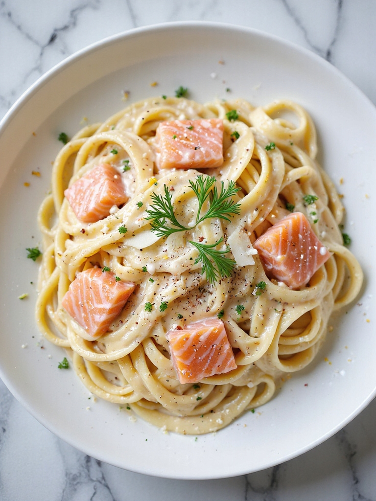 luxurious creamy salmon pasta