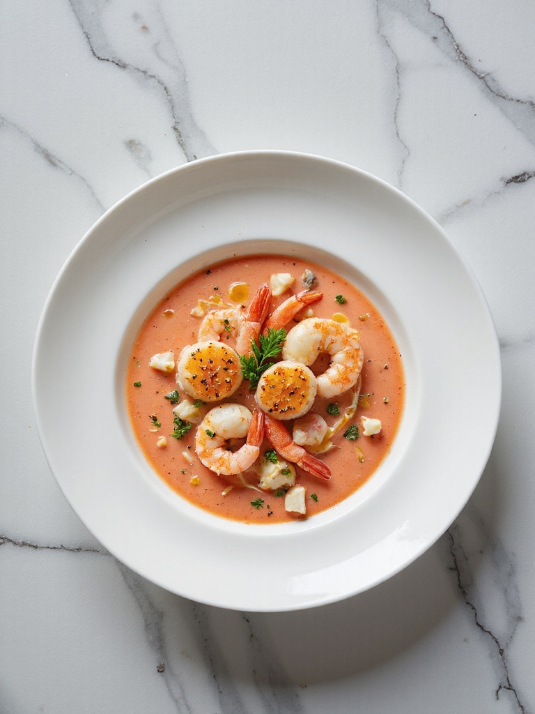 luxurious mixed seafood bisque