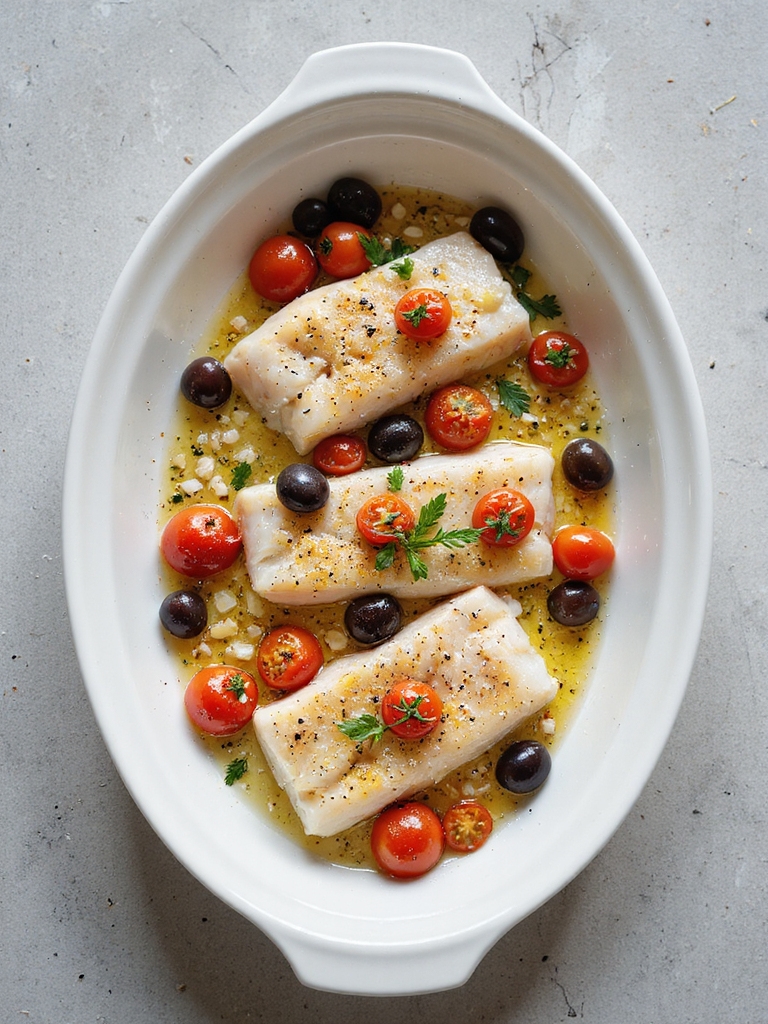 mediterranean baked fish dish