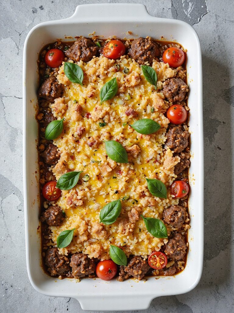 mediterranean beef rice casserole