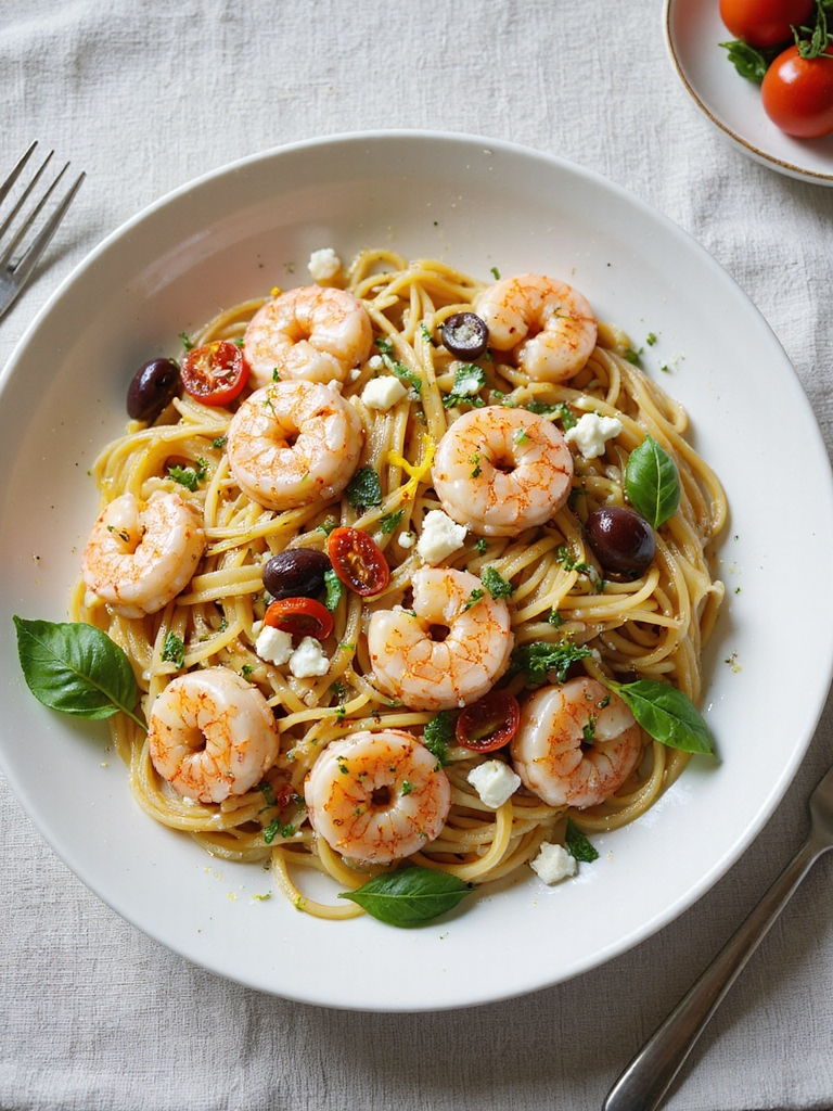 mediterranean garlic shrimp pasta