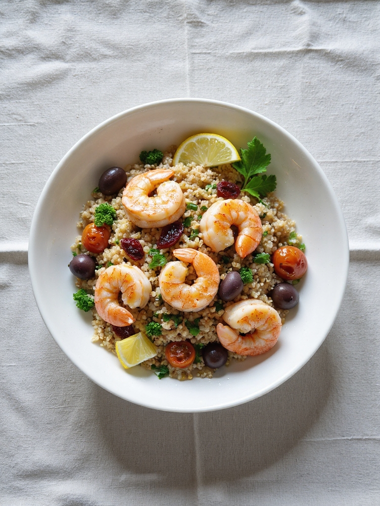 mediterranean shrimp quinoa bowl