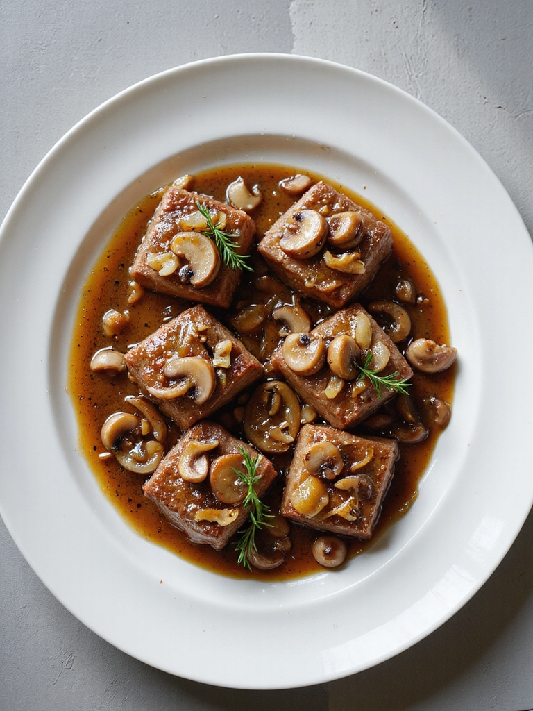 mushroom onion cubed steak