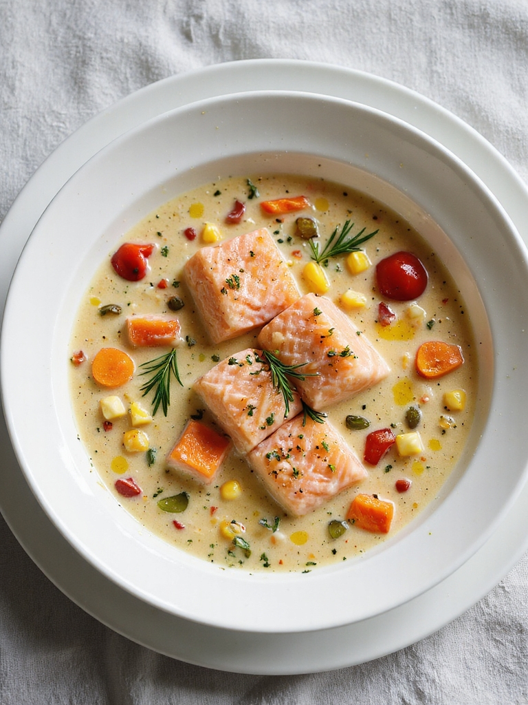 nourishing salmon vegetable chowder