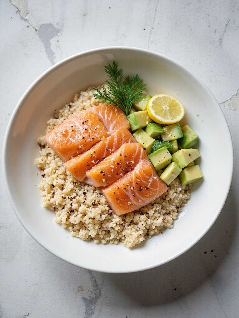 nutritious salmon quinoa bowl