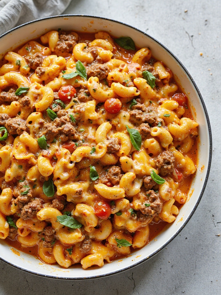 one pot cheesy beef macaroni
