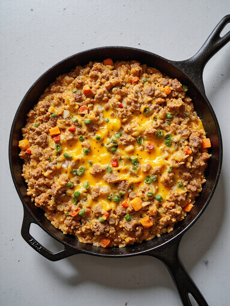 one pot cheesy beef skillet