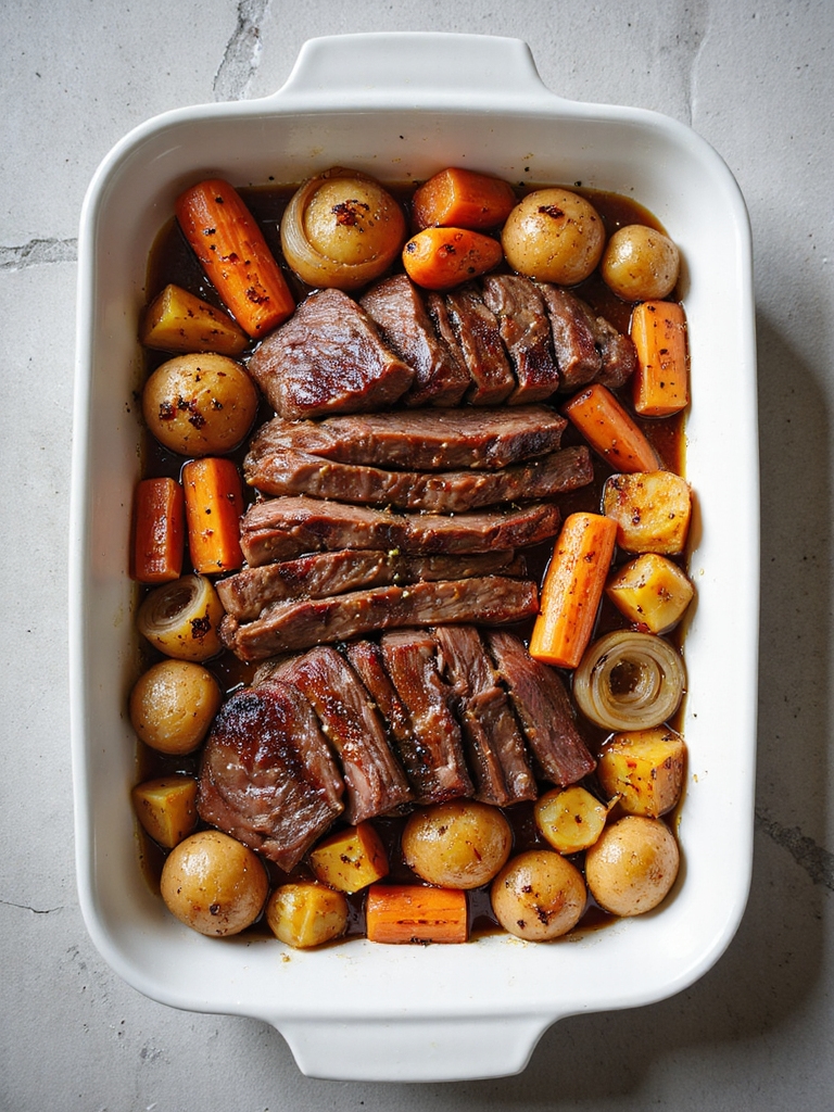 oven baked round steak dinner