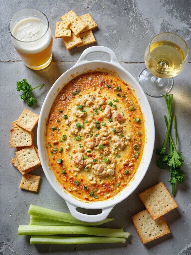 pair crab dip with beverages