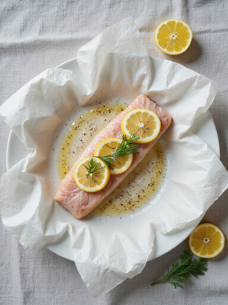 parchment baked trout with dill