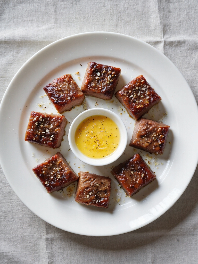 perfectly cooked steak bites