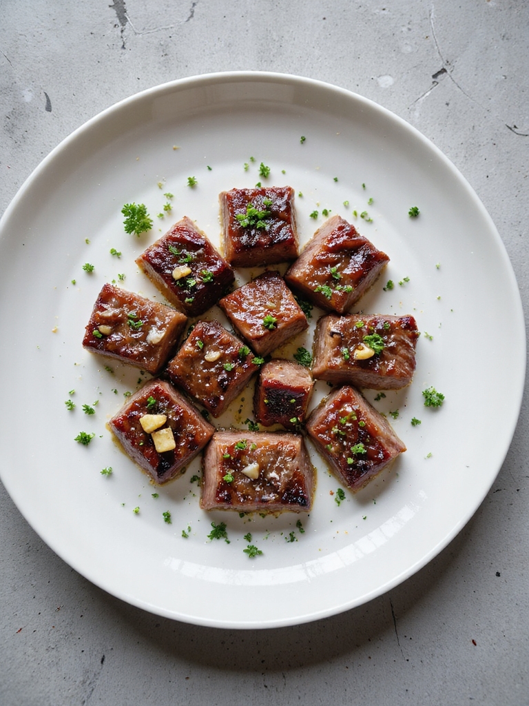 perfectly cooked steak bites