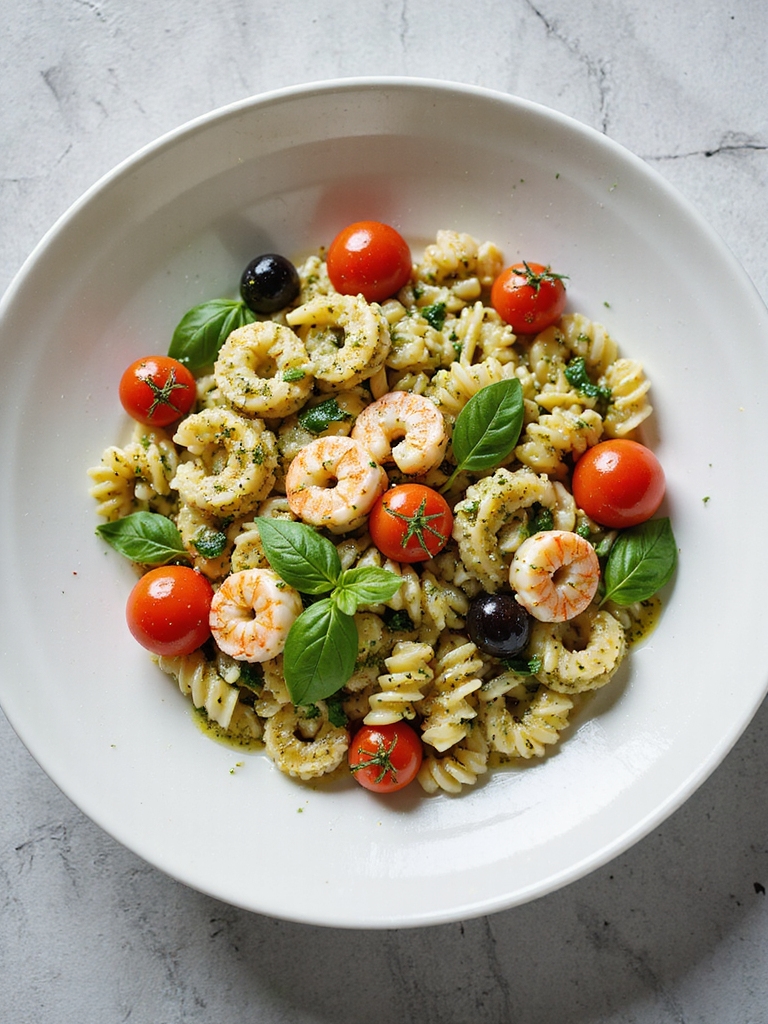 pesto seafood pasta salad
