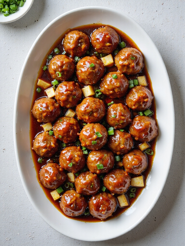 pineapple infused pork meatballs