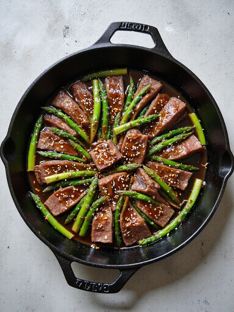 quick beef asparagus skillet