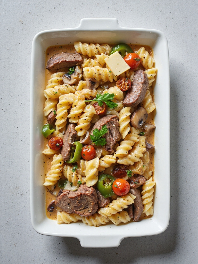quick philly cheesesteak pasta recipe